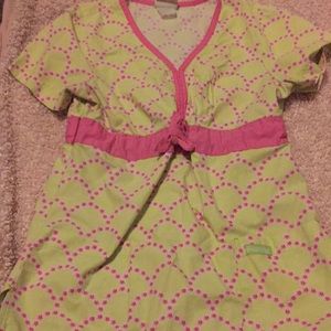 Pink and green scrubs top by peaches